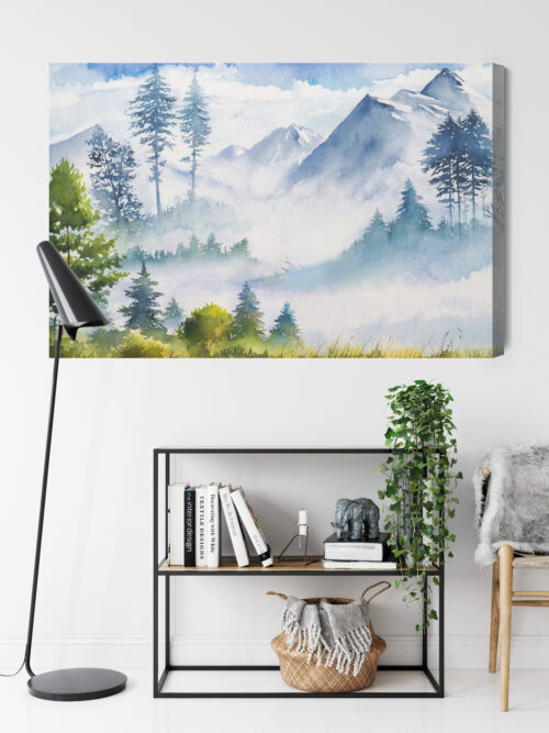 Obraz na płótnie Góry Akwarela Las  Premium Canvas - obrazek 9