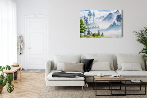 Obraz na płótnie Góry Akwarela Las  Premium Canvas - obrazek 6