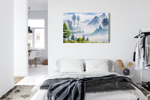 Obraz na płótnie Góry Akwarela Las  Premium Canvas - obrazek 7