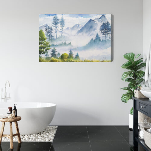 Obraz na płótnie Góry Akwarela Las  Premium Canvas - obrazek 5