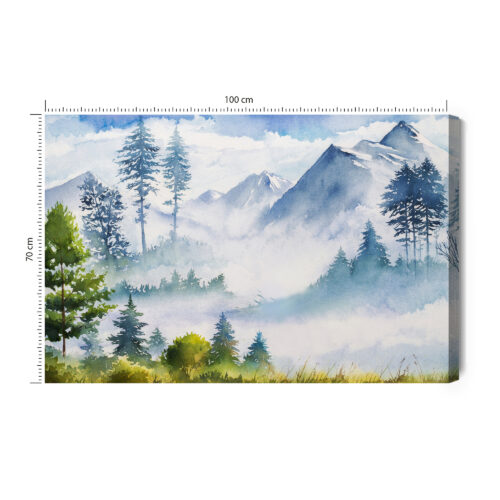 Obraz na płótnie Góry Akwarela Las  Premium Canvas