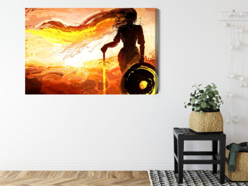 Obraz na płótnie Wojowniczka Ilustracja Zachód  Premium Canvas - obrazek 8