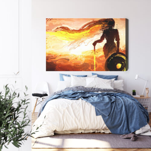 Obraz na płótnie Wojowniczka Ilustracja Zachód  Premium Canvas - obrazek 3