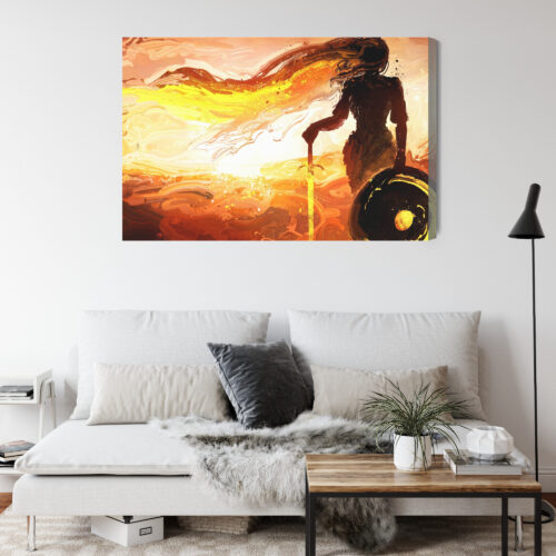 Obraz na płótnie Wojowniczka Ilustracja Zachód  Premium Canvas - obrazek 4