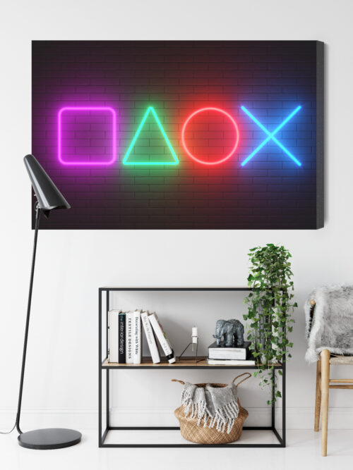 Obraz na płótnie Gaming Neonowe symbole konsoli Premium Canvas - obrazek 9