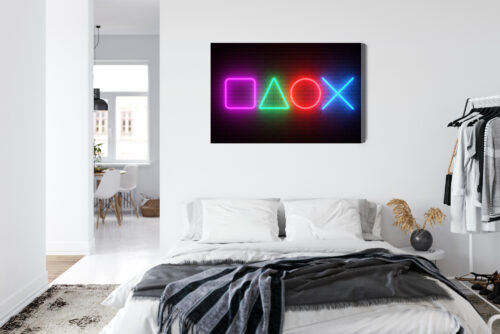 Obraz na płótnie Gaming Neonowe symbole konsoli Premium Canvas - obrazek 7