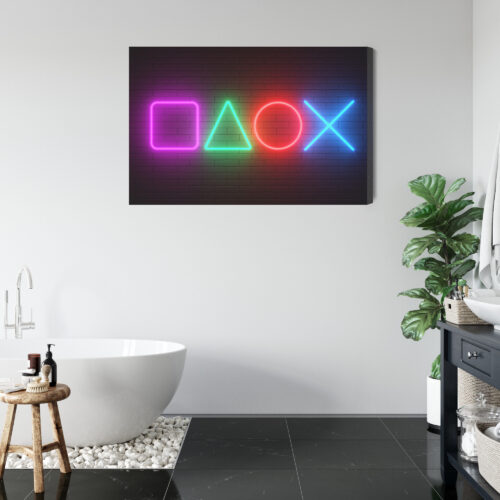 Obraz na płótnie Gaming Neonowe symbole konsoli Premium Canvas - obrazek 5