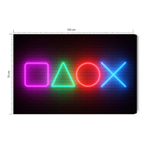 Obraz na płótnie Gaming Neonowe symbole konsoli Premium Canvas
