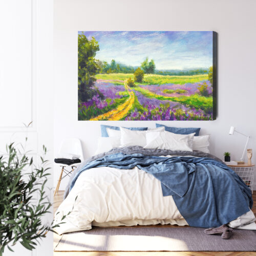 Obraz na płótnie Krajobraz Malarstwo Łąka  Premium Canvas - obrazek 3