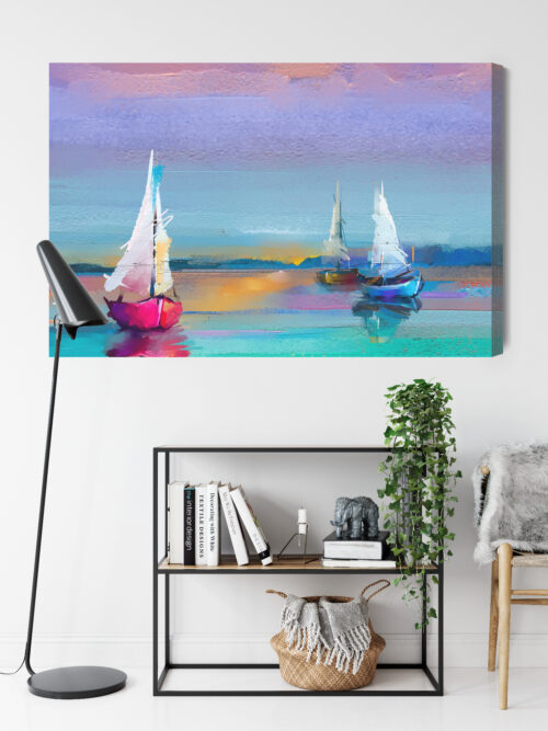 Obraz na płótnie Żaglówki Malarstwo Morze  Premium Canvas - obrazek 9