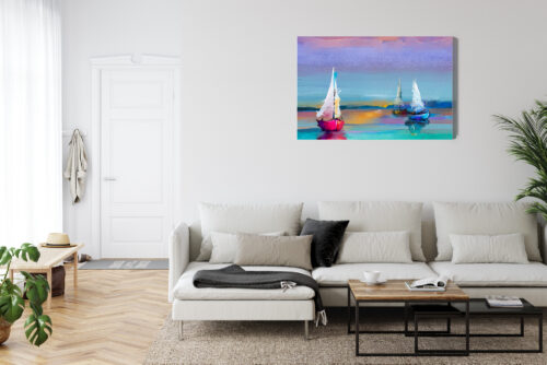 Obraz na płótnie Żaglówki Malarstwo Morze  Premium Canvas - obrazek 6