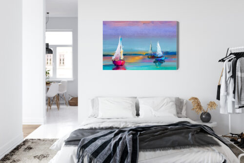 Obraz na płótnie Żaglówki Malarstwo Morze  Premium Canvas - obrazek 7