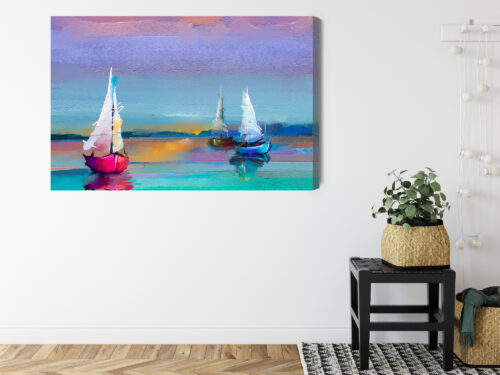 Obraz na płótnie Żaglówki Malarstwo Morze  Premium Canvas - obrazek 8