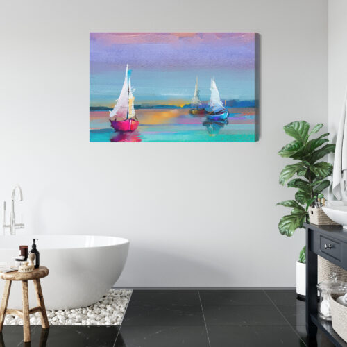 Obraz na płótnie Żaglówki Malarstwo Morze  Premium Canvas - obrazek 5