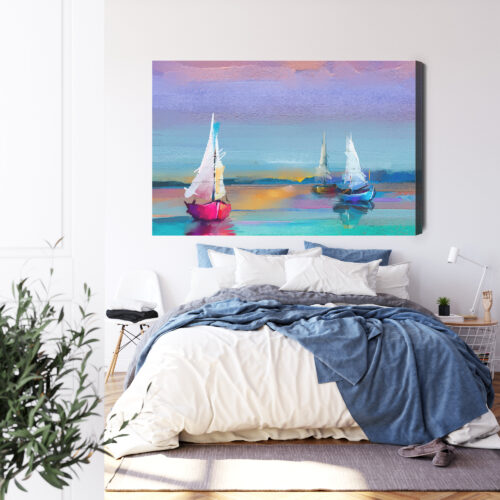 Obraz na płótnie Żaglówki Malarstwo Morze  Premium Canvas - obrazek 3