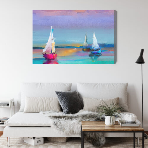 Obraz na płótnie Żaglówki Malarstwo Morze  Premium Canvas - obrazek 4