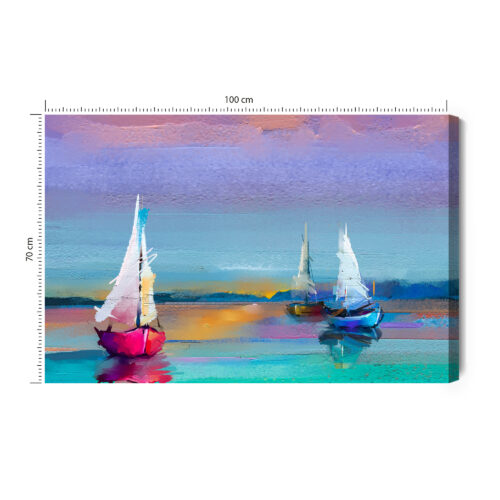 Obraz na płótnie Żaglówki Malarstwo Morze  Premium Canvas