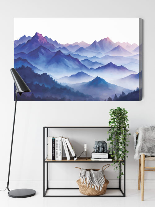 Obraz na płótnie Góry Akwarela Niebieska panorama  Premium Canvas - obrazek 9