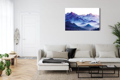 Obraz na płótnie Góry Akwarela Niebieska panorama  Premium Canvas - obrazek 6