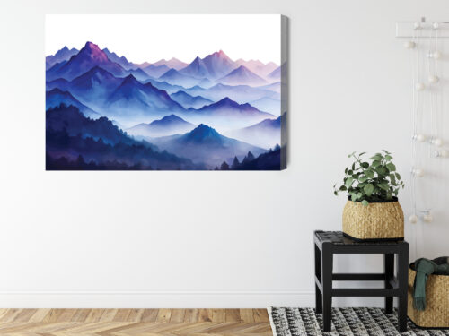 Obraz na płótnie Góry Akwarela Niebieska panorama  Premium Canvas - obrazek 8