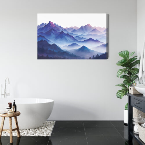 Obraz na płótnie Góry Akwarela Niebieska panorama  Premium Canvas - obrazek 5
