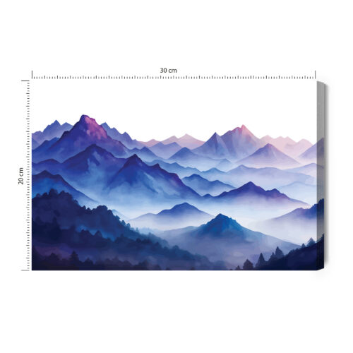 Obraz na płótnie Góry Akwarela Niebieska panorama  Premium Canvas