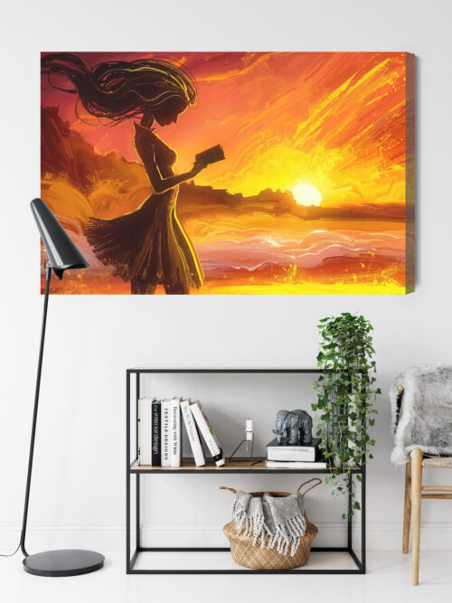 Obraz na płótnie Kobieta Ilustracja Zachód  Premium Canvas - obrazek 9