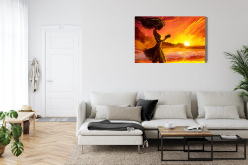 Obraz na płótnie Kobieta Ilustracja Zachód  Premium Canvas - obrazek 6