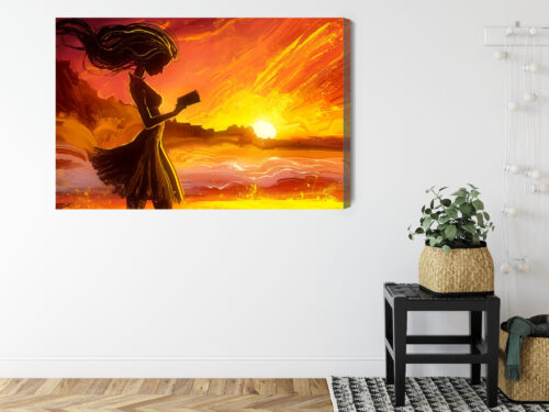 Obraz na płótnie Kobieta Ilustracja Zachód  Premium Canvas - obrazek 8