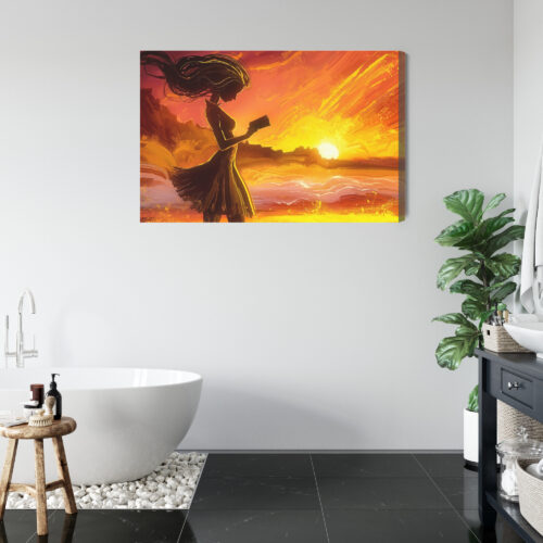 Obraz na płótnie Kobieta Ilustracja Zachód  Premium Canvas - obrazek 5