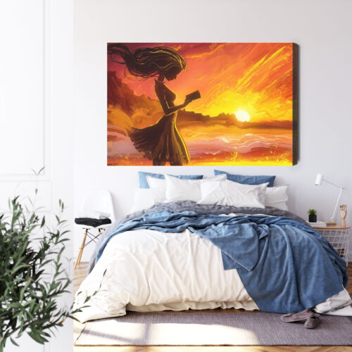 Obraz na płótnie Kobieta Ilustracja Zachód  Premium Canvas - obrazek 3