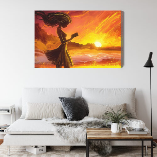 Obraz na płótnie Kobieta Ilustracja Zachód  Premium Canvas - obrazek 4