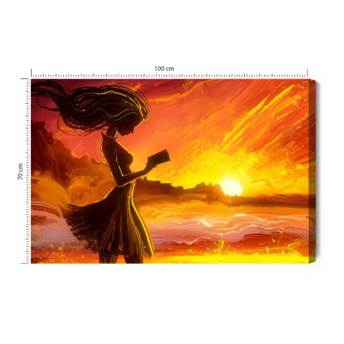Obraz na płótnie Kobieta Ilustracja Zachód  Premium Canvas
