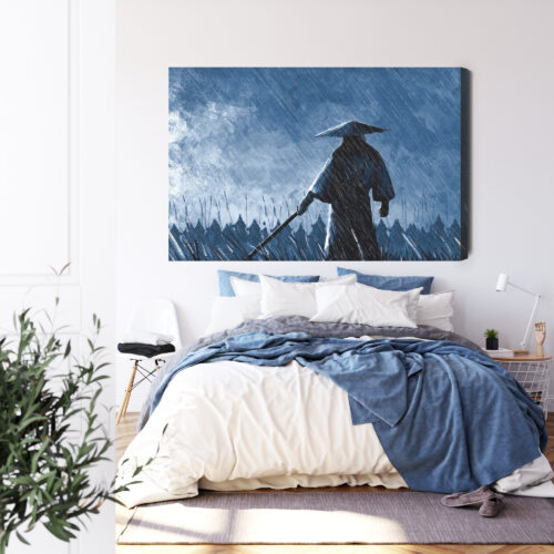 Obraz na płótnie Samuraj Deszcz Premium Canvas - obrazek 3