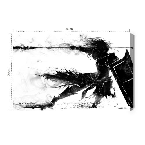 Obraz na płótnie Wojownik z włócznią Czarno-biały szkic Premium Canvas