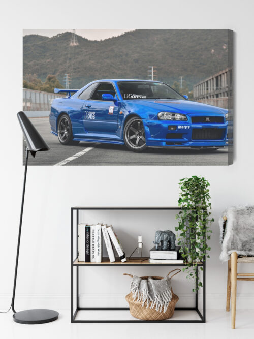 Obraz na płótnie Nissan Skyline R34 JDM Klasyk uliczny w górach  Premium Canvas - obrazek 9