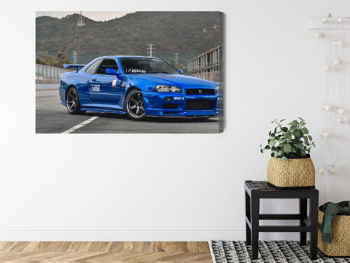 Obraz na płótnie Nissan Skyline R34 JDM Klasyk uliczny w górach  Premium Canvas - obrazek 8