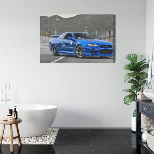 Obraz na płótnie Nissan Skyline R34 JDM Klasyk uliczny w górach  Premium Canvas - obrazek 5