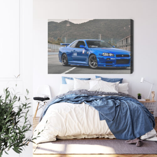 Obraz na płótnie Nissan Skyline R34 JDM Klasyk uliczny w górach  Premium Canvas - obrazek 3
