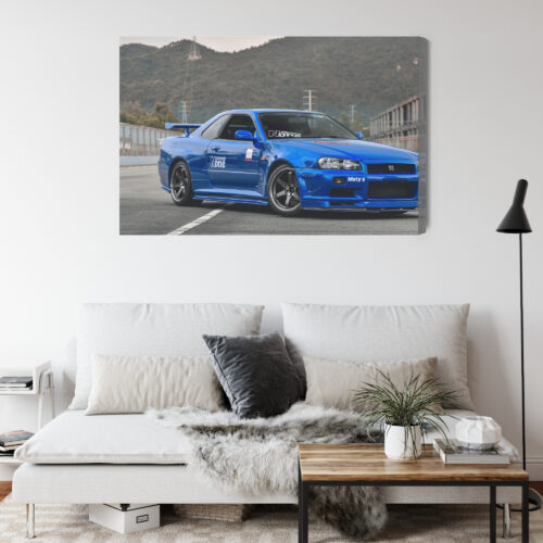 Obraz na płótnie Nissan Skyline R34 JDM Klasyk uliczny w górach  Premium Canvas - obrazek 4