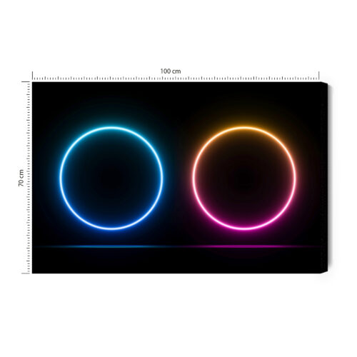 Obraz na płótnie Kręgi Neon Minimalizm  Premium Canvas
