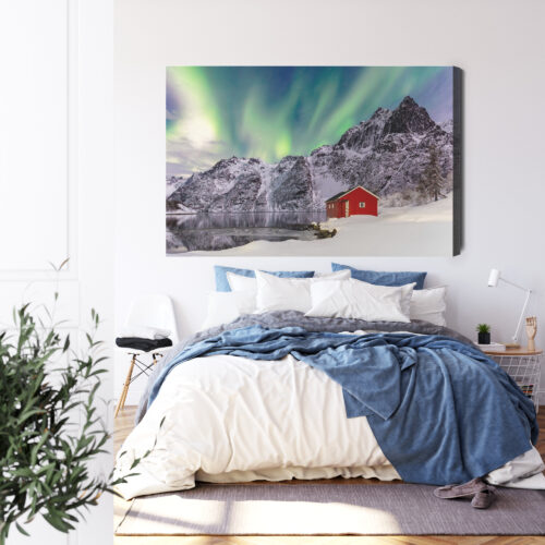 Obraz na płótnie Zorza polarna Fotografia Zima  Premium Canvas - obrazek 3