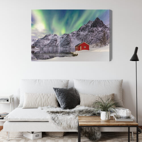 Obraz na płótnie Zorza polarna Fotografia Zima  Premium Canvas - obrazek 4