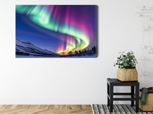 Obraz na płótnie Zorza polarna Fotografia Niebo  Premium Canvas - obrazek 8