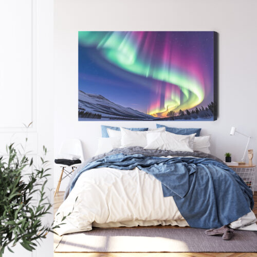 Obraz na płótnie Zorza polarna Fotografia Niebo  Premium Canvas - obrazek 3