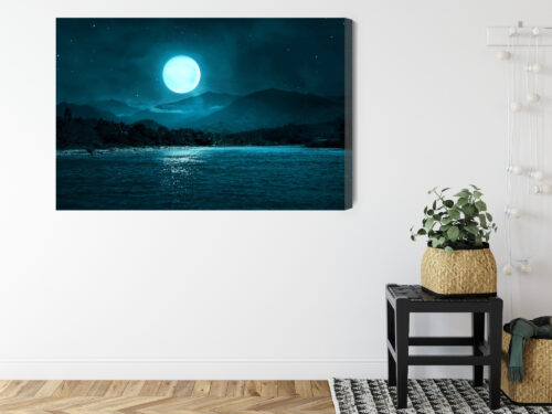 Obraz na płótnie Księżyc Góry Noc  Premium Canvas - obrazek 8