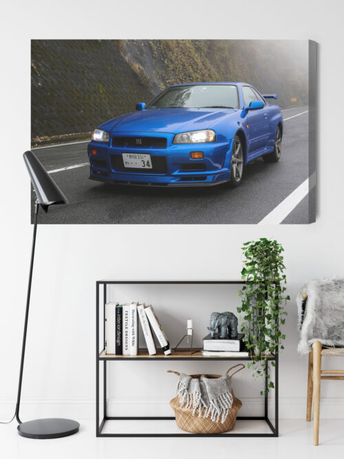 Obraz na płótnie Nissan Skyline GT-R R34 Niebieski JDM  Premium Canvas - obrazek 9