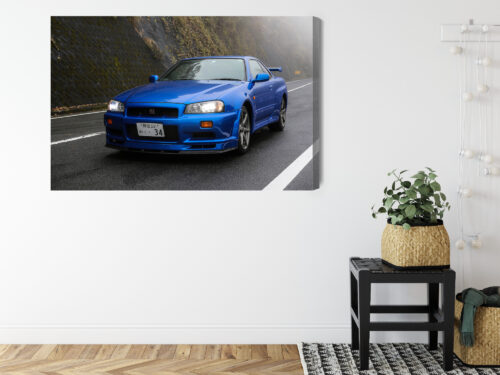 Obraz na płótnie Nissan Skyline GT-R R34 Niebieski JDM  Premium Canvas - obrazek 8