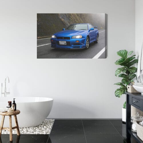 Obraz na płótnie Nissan Skyline GT-R R34 Niebieski JDM  Premium Canvas - obrazek 5