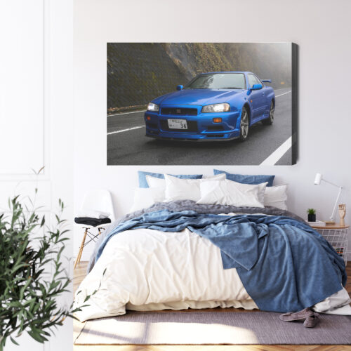 Obraz na płótnie Nissan Skyline GT-R R34 Niebieski JDM  Premium Canvas - obrazek 3